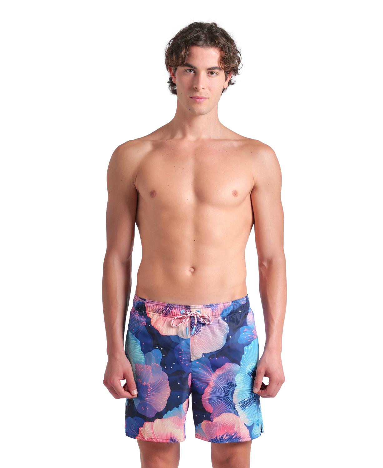 Floral/ azul-rosa-